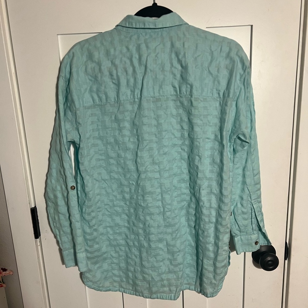 J.Jill Long Sleeve Side button Textured 100% Cotton Long Sleeve Teal Top XS - Picture 4 of 8